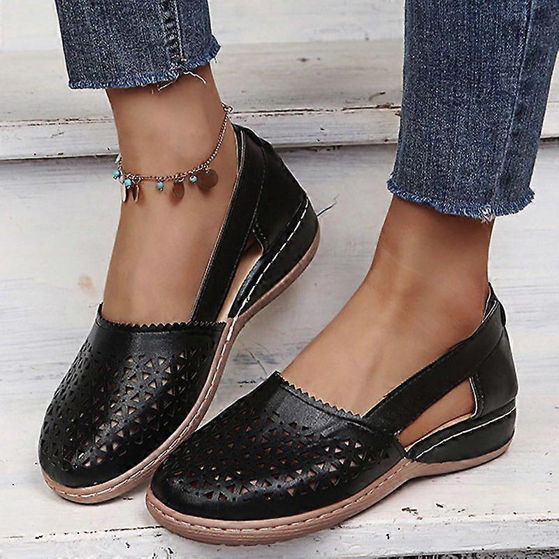 Minglan Women's Hollow Out Casual Shoes Solid Round Head Comfortable Platform Sandals Shoes