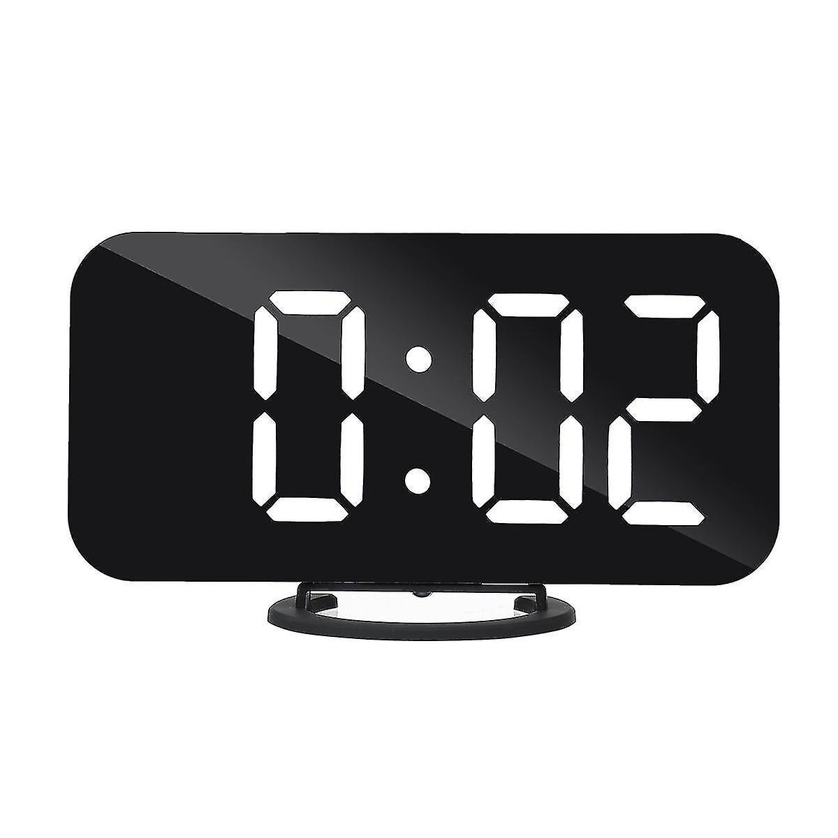 Alarm Clocks Digital Led Mirror Large Display Alarm Clock Snooze Function Dual Usb Charger
