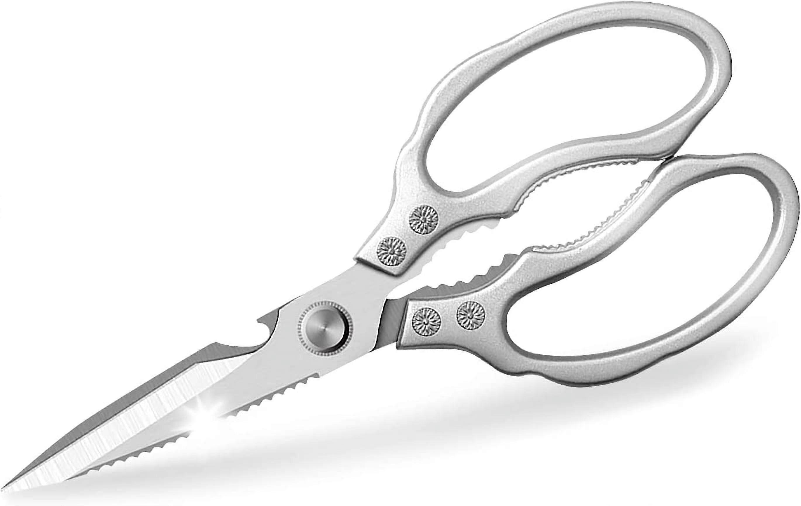 Kitchen Scissors, Heavy Duty compatible with Sharp Kitchen Shears, Dishwasher Safe for Meat, Chicken, Fish, Herbs, Bread (Silver)
