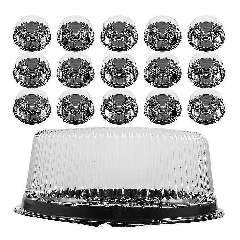 صندوق كيك بلاستيكي قابل لإعادة الاستخدام - دائري مقاوم للماء مقاوم للرطوبة 23.5 × 23.5 × 1.5 سم (20 عبوة)