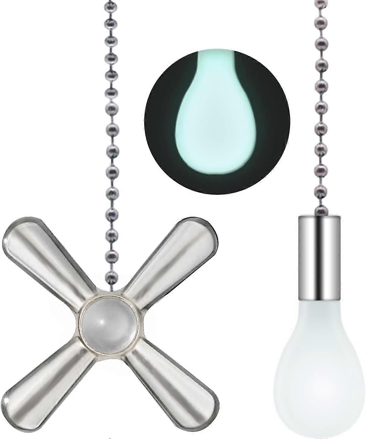 Silver Ceiling Fan Pull Chain Set, 2Pack 3mm Diameter Beaded Fluorescent