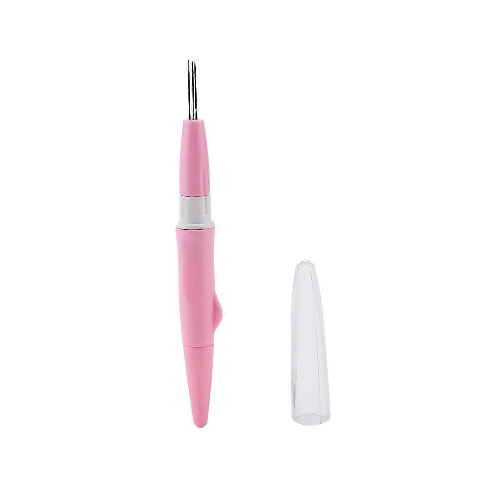 Embroidery Felting Needle Punch Pen with 3 Fine Needles Set Tool for DIY Craft  (Pink)