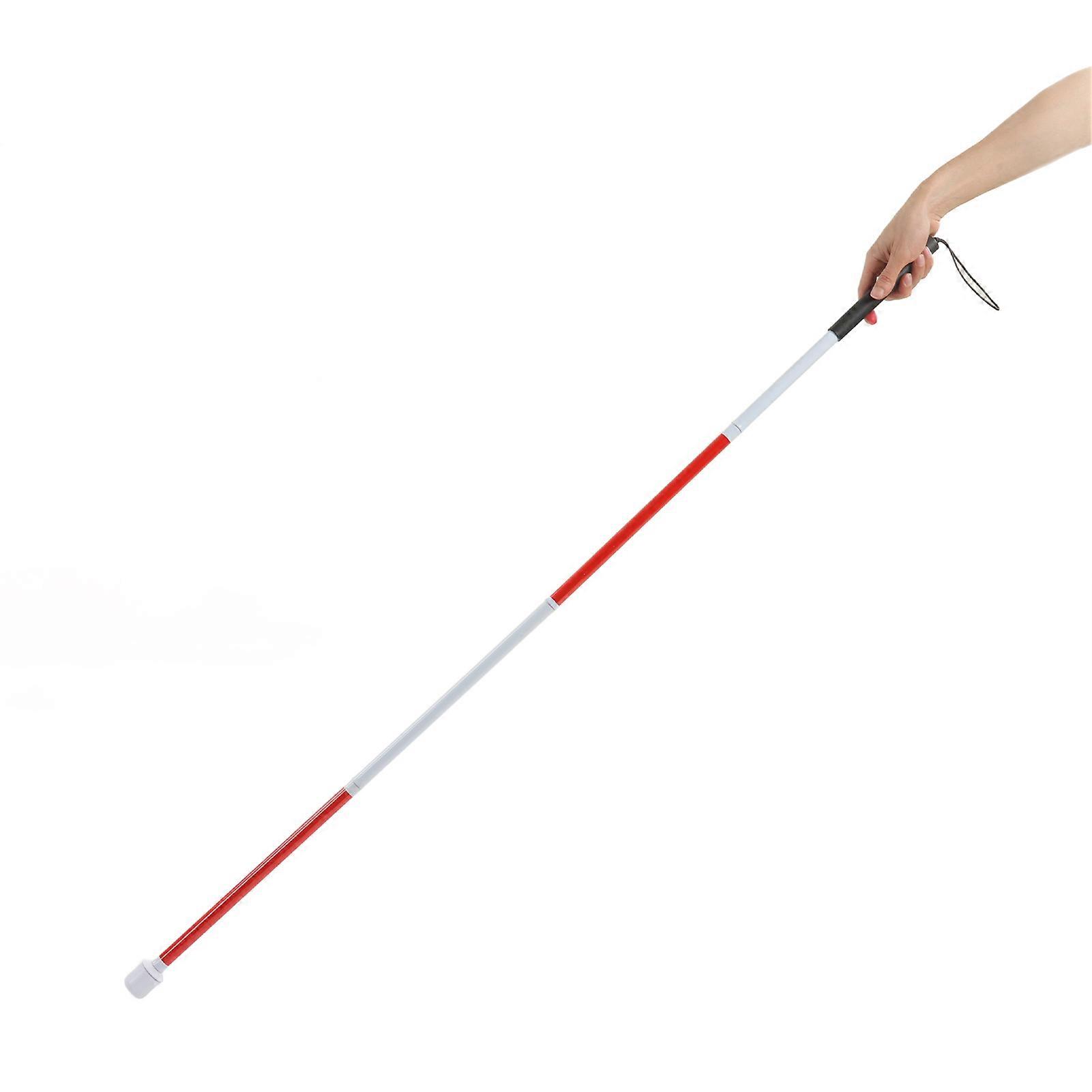 Folding Blind Cane Anti Slip Handle Red White Aluminium Light Weight Folding Walking Stick for Vision Impaired 