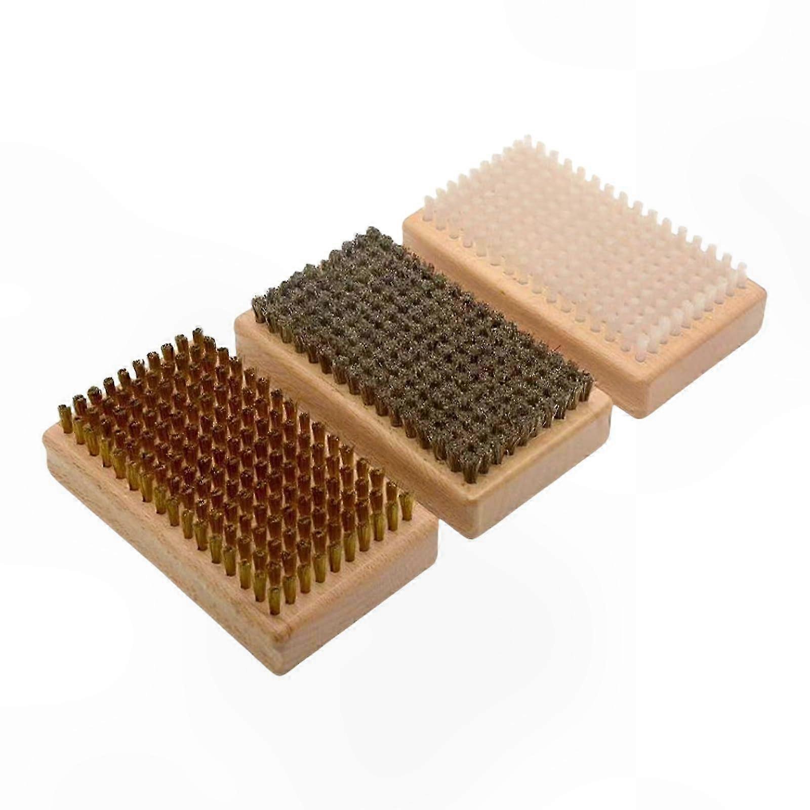 3-Piece Wax Brush Kit for Ski and Snowboard, Reusable Polishing and Cleaning Tools with Durable Bristles