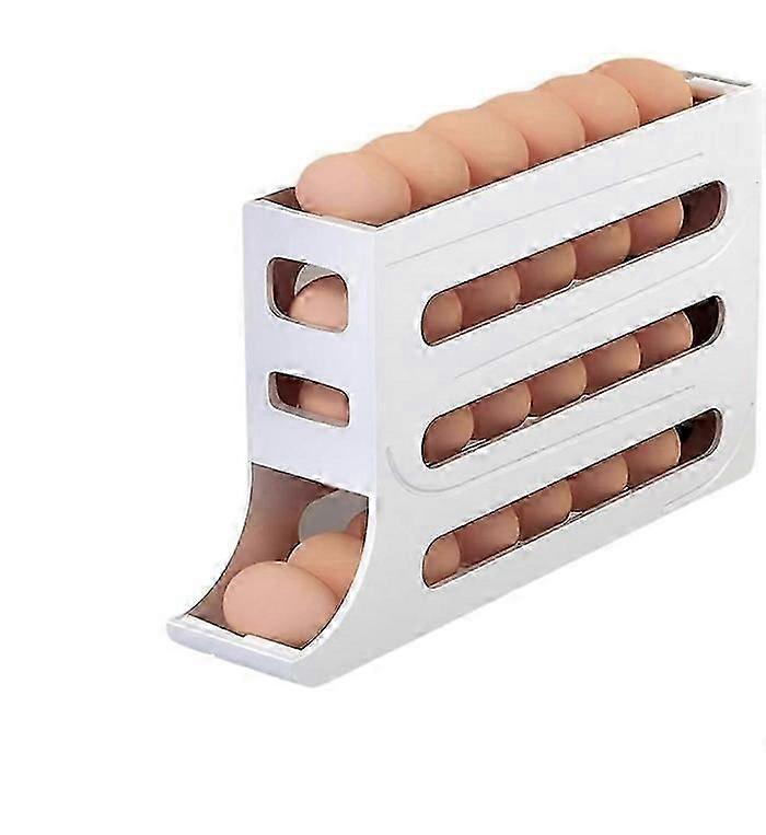4-Tier Rolling Egg Holder for Fridge Organizer