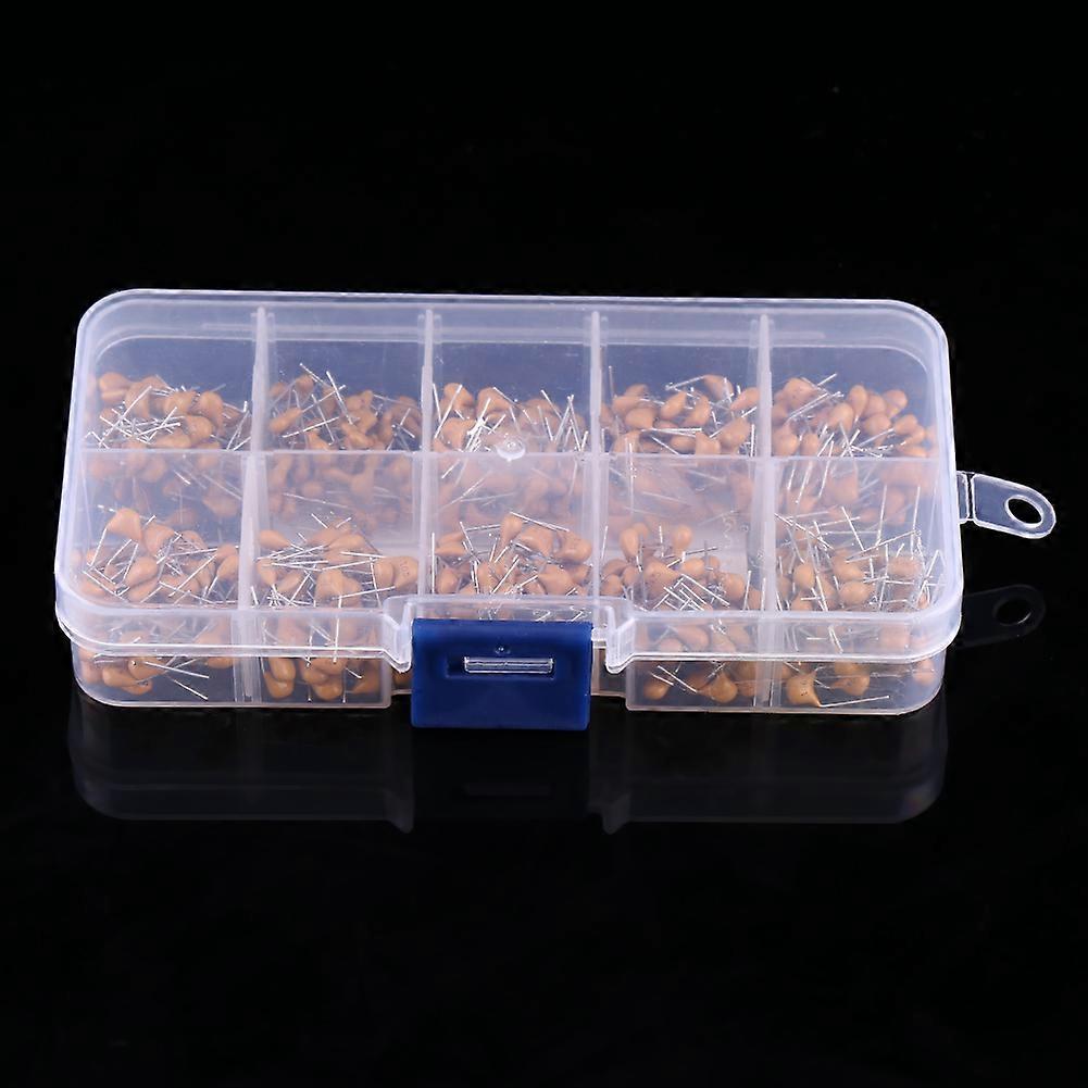 500pcs 10 Values Monolithic Multi Layer Ceramic Capacitors 0.1μF - 10μF With Storage Box