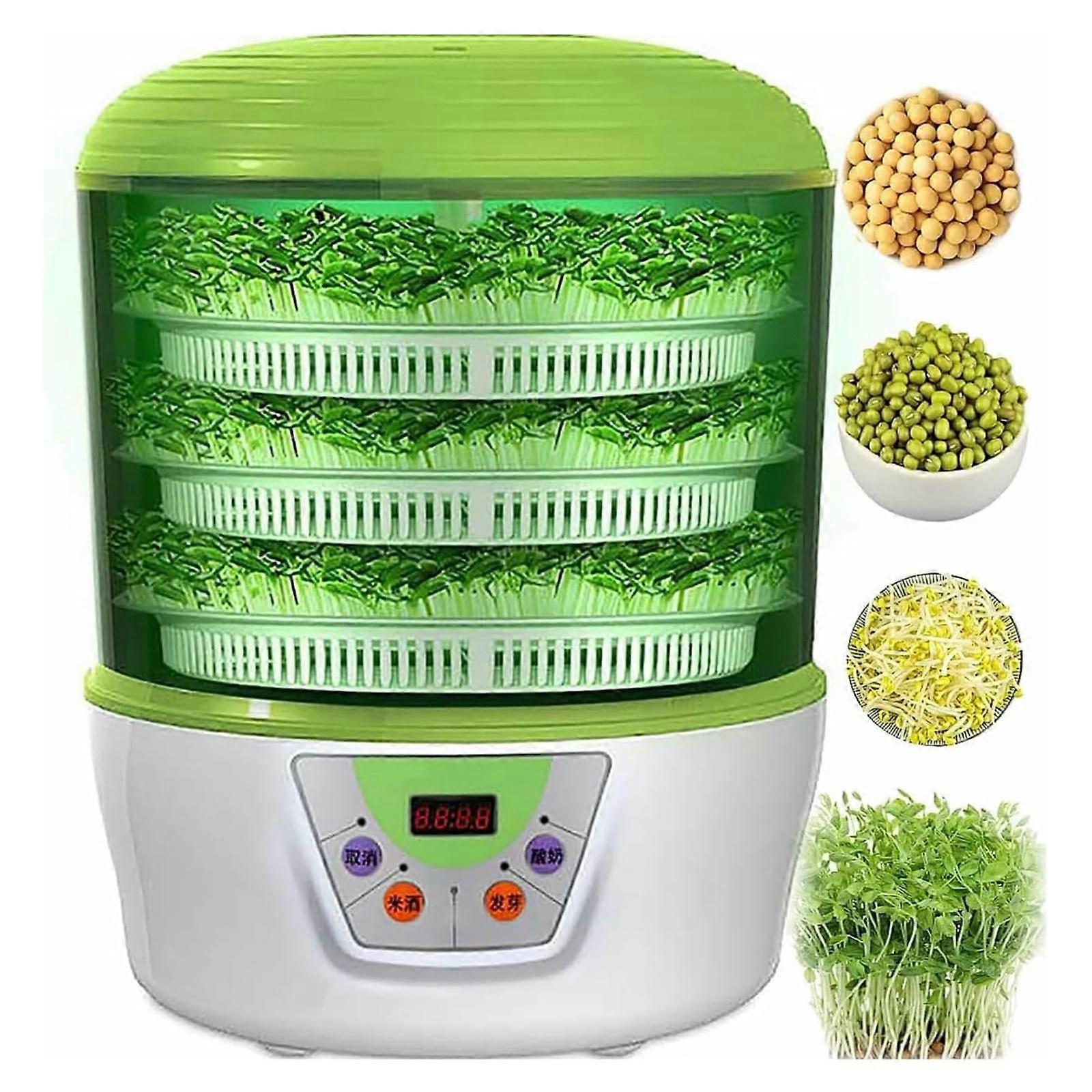 Automatic Seed Germination Machine, 3Layer Bean Sprout, 360Degree Water Spray, Food Grade PP, Large Capacity for Radish