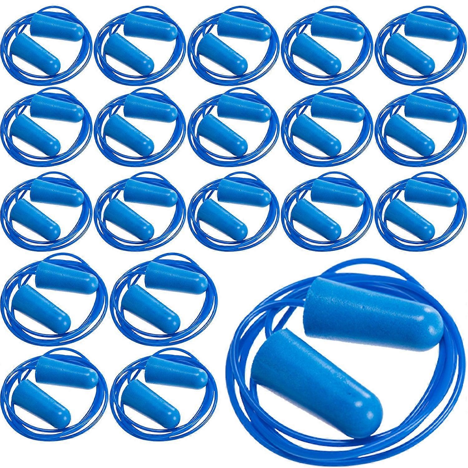 20 Pair Portwest Detectable Disposable Corded Pu Soft Foam Ear Plugs Bulk Anti Noise Reduction Cancelling For Work Sleeping Blue With String Ep30