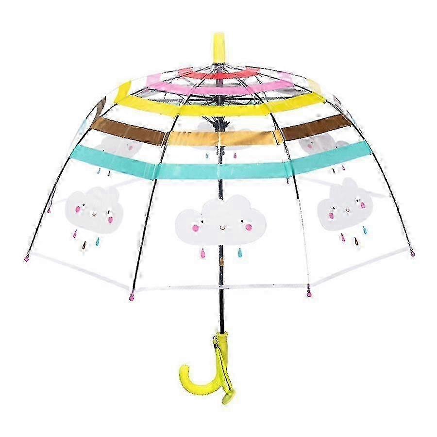 Children's Automatic Umbrella: Cute Rainbow Cloud, Long Handle