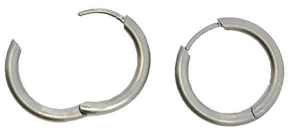Ti2 Titanium Small Round Hinged Hoop Earrings - Natural Silver