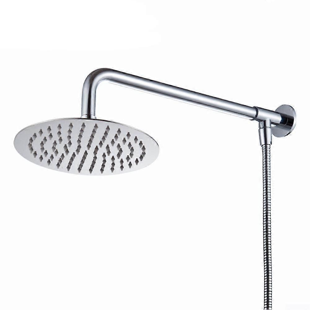 10Inch Round Rainfall Shower Head Set Stainless Steel Adjustable  Pressure RustProof for Bathroom