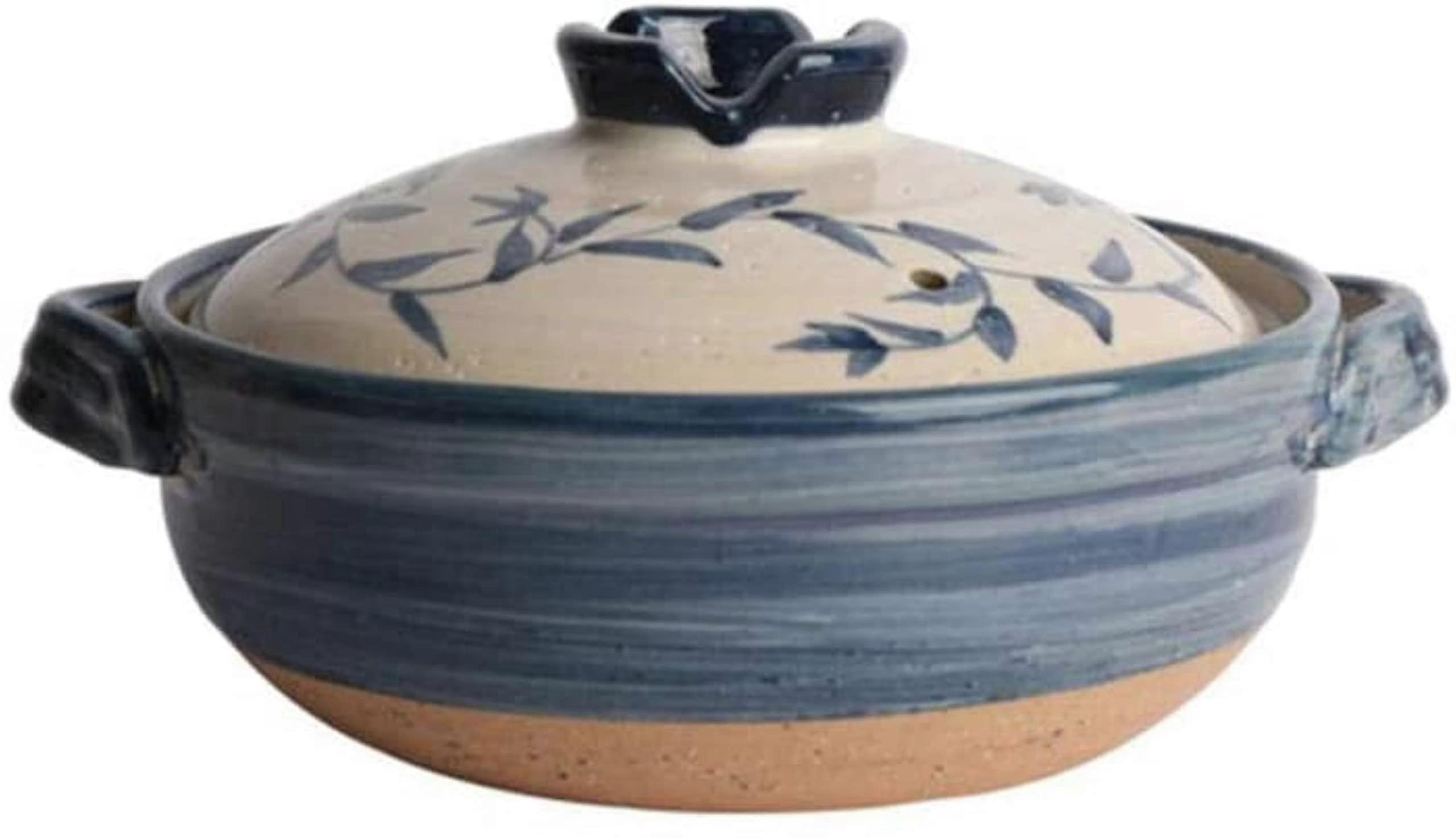 Ceramic Casserole Clay Pot for Stew and Soup, Retro Japanese Style Cookware 1.6L (B 0.8L)