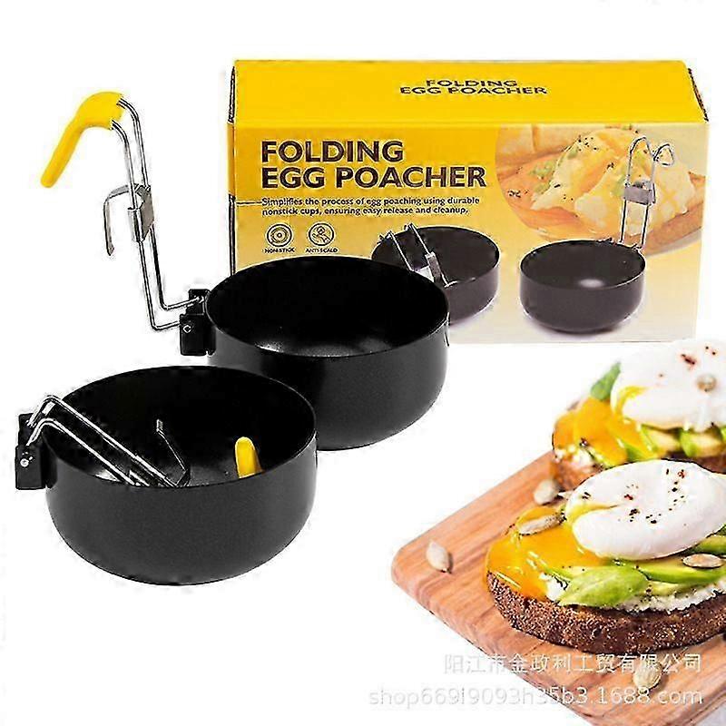 2 Pack Stainless Steel Egg Poacher, Non-Stick Egg Cooker with Fried Egg Ring, Collapsible Poached Egg Maker for Perfect Eggs, Easy-to-Use Kitchen Tool