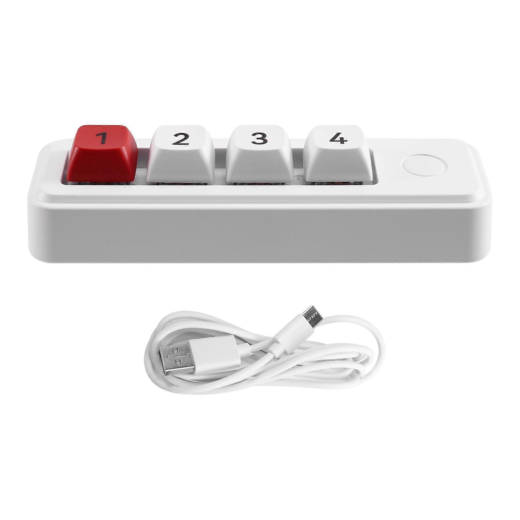 RGB Mechanical Gaming Keyboard -Macro Programmable 4 Keys,Ergonomic Wired Design for PC/Desktop Gamers 816B 4 Keys White