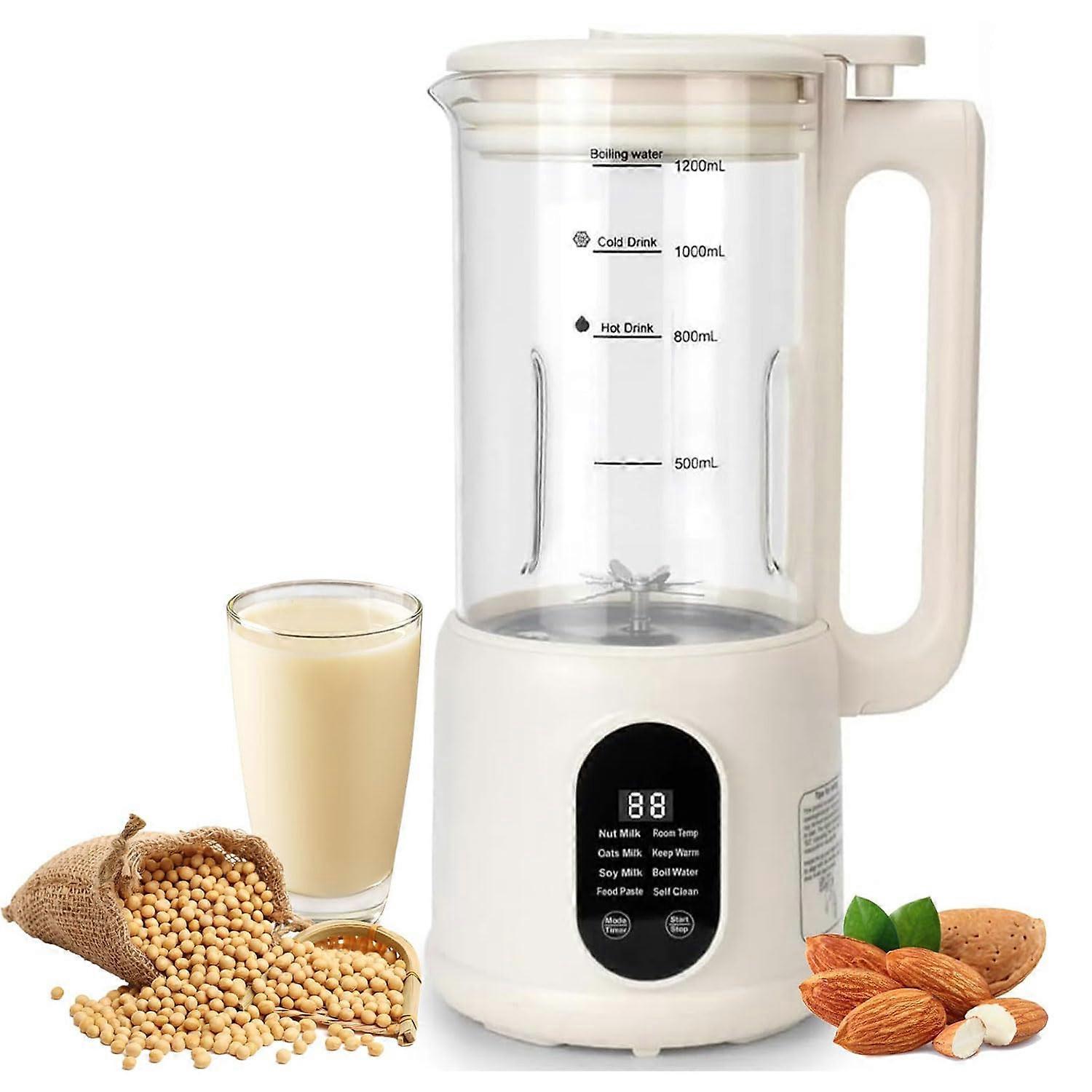 Soy Milk Maker 600ML with LED Display, 8in1 Nut & Oat Milk Machine, AutoClean, Timer for Home Kitchen