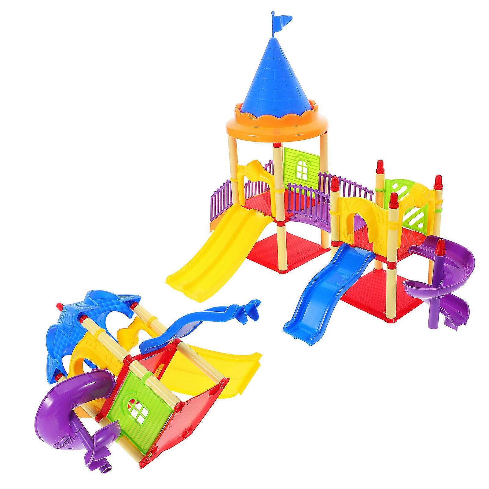 Children's Slide Toy Mini Playground Model for Creative Play 2Pcs