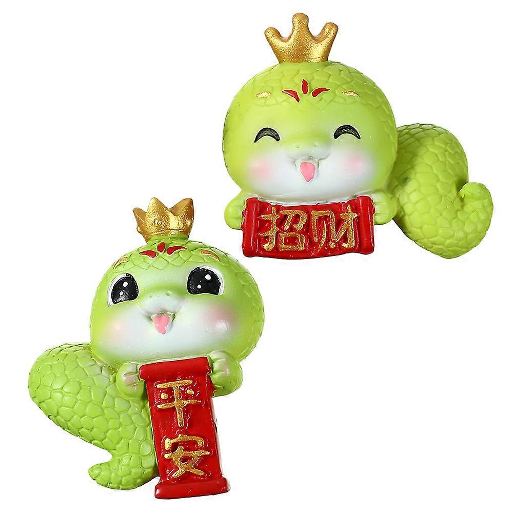 Home Decorations Snake Figurine with 2Pcs Resin Craft Models