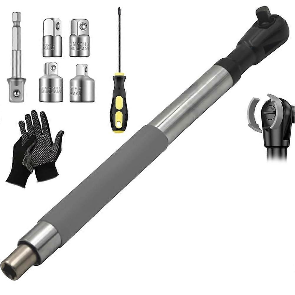 Offset Extension Wrench for Electric Drill,1/2-Inch Electric Drill Adapter, 4 Conversion Adapters, for Tight Spaces