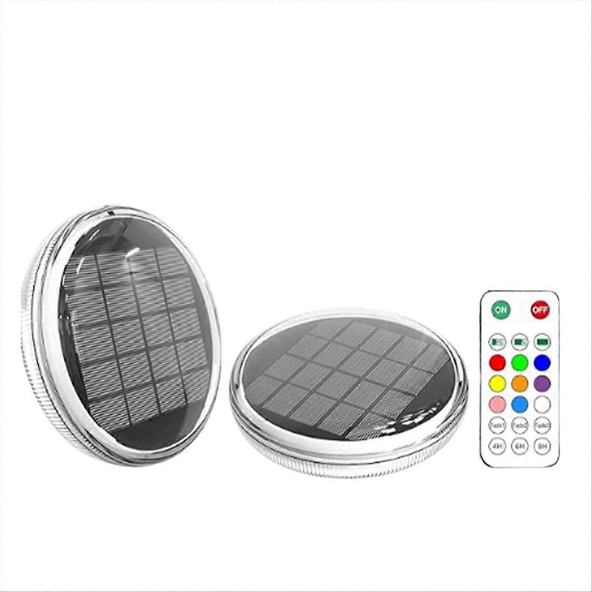 2 Pack Solar Rechargeable Floating Pool Lights with Remote Control