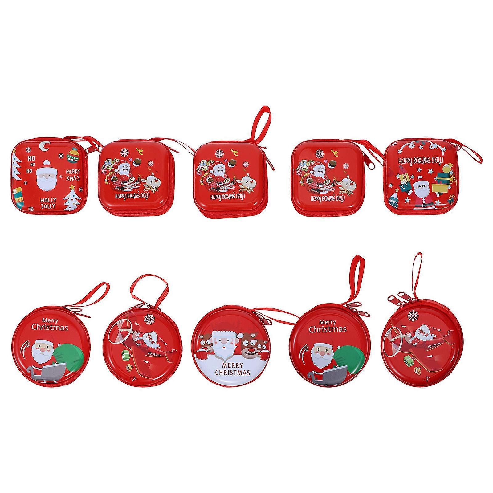 10pcs Creative Mini Zipper Coin Purses Christmas Change Purses Random Pattern