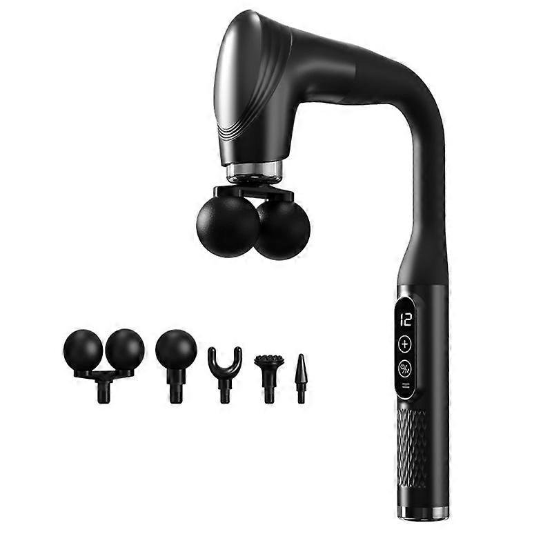 Multifunctional Long Handle Percussion Massage with Dual Bend Heads for Neck