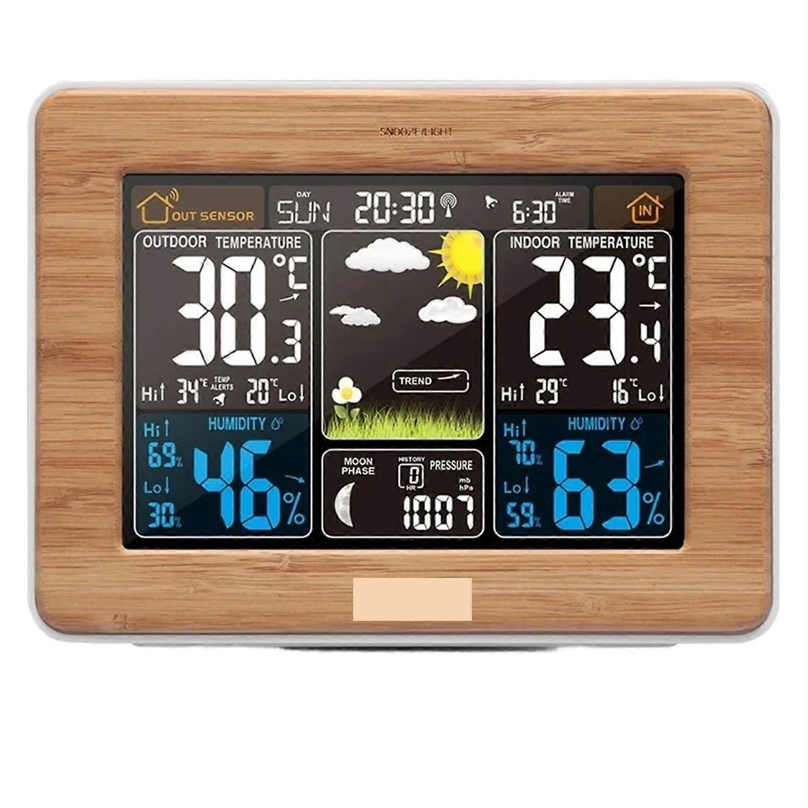 Wireless Weather Station with Outdoor Sensor, Indoor Outdoor Temperature Humidity, Alarm Clock