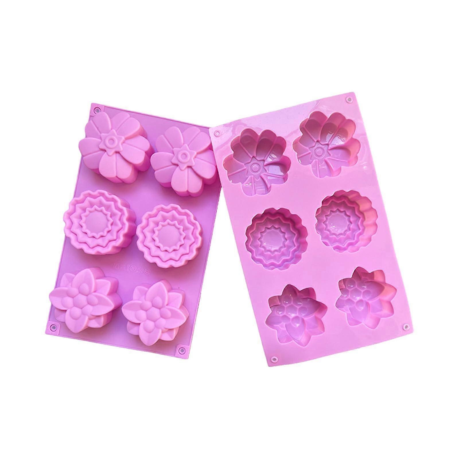 Silicone Baking Molds 6 Cavity Flower Design Nonstick Reusable for Cupcakes Chocolates Dishwasher Safe