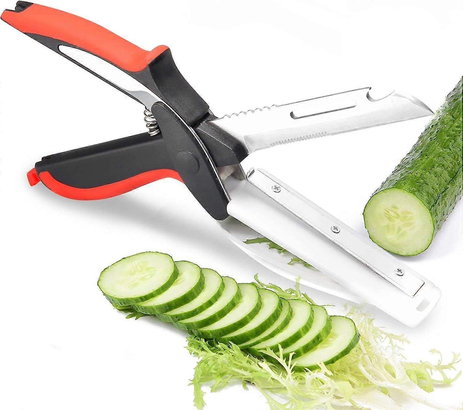 Vegetable Scissors and Food Cutter - Kitchen Shears With Cutting Board, Quick