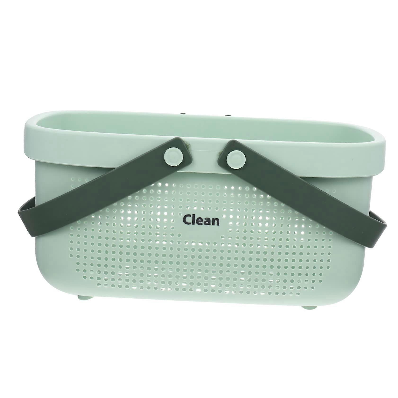 Large Capacity Bathroom Storage Basket Shower Caddy with Handle for Dorm Towels and Toiletries Green