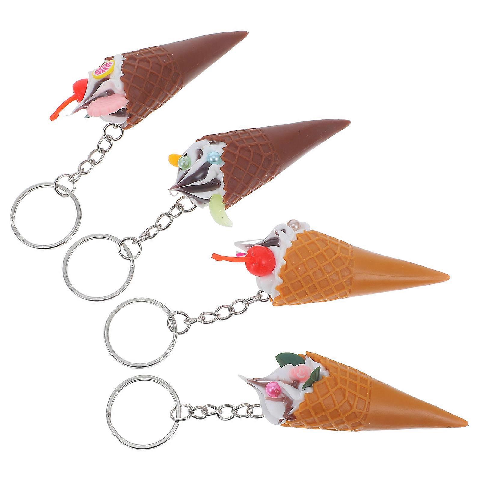 Backpack Keychain Ice Cream Cone for Decor with 4Pcs Realistic Simulation Charms