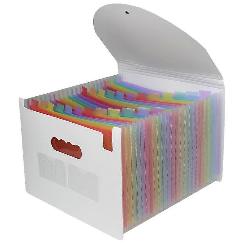 25 Pockets Plastic Expanding File Folders with Tabs, White Accordion File Organizer, Portable Expandable Filing Box, Desktop Folder School Office