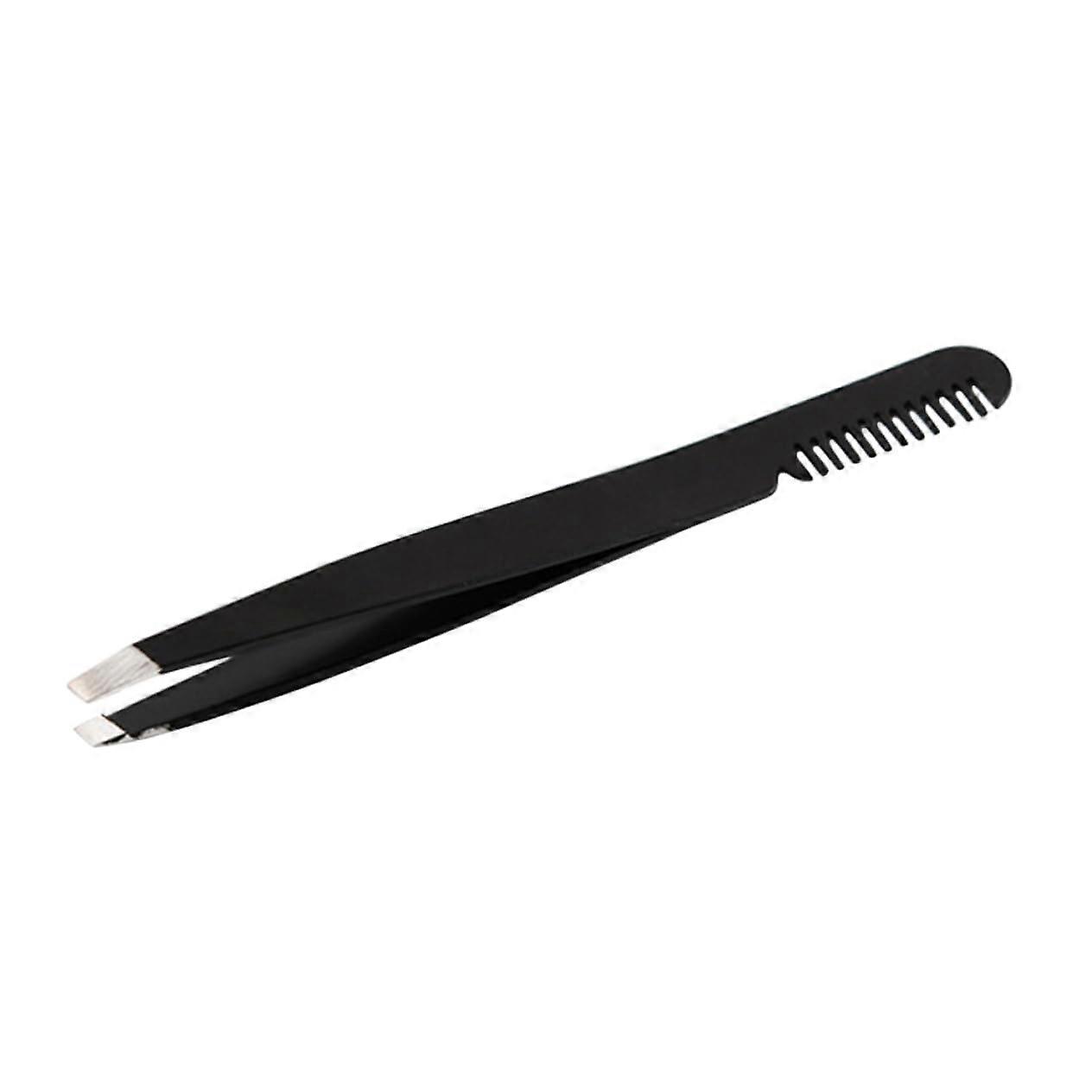 Stainless Steel Eyebrow Tweezers with Comb and Precision Eyelash Extension Tool for Makeup