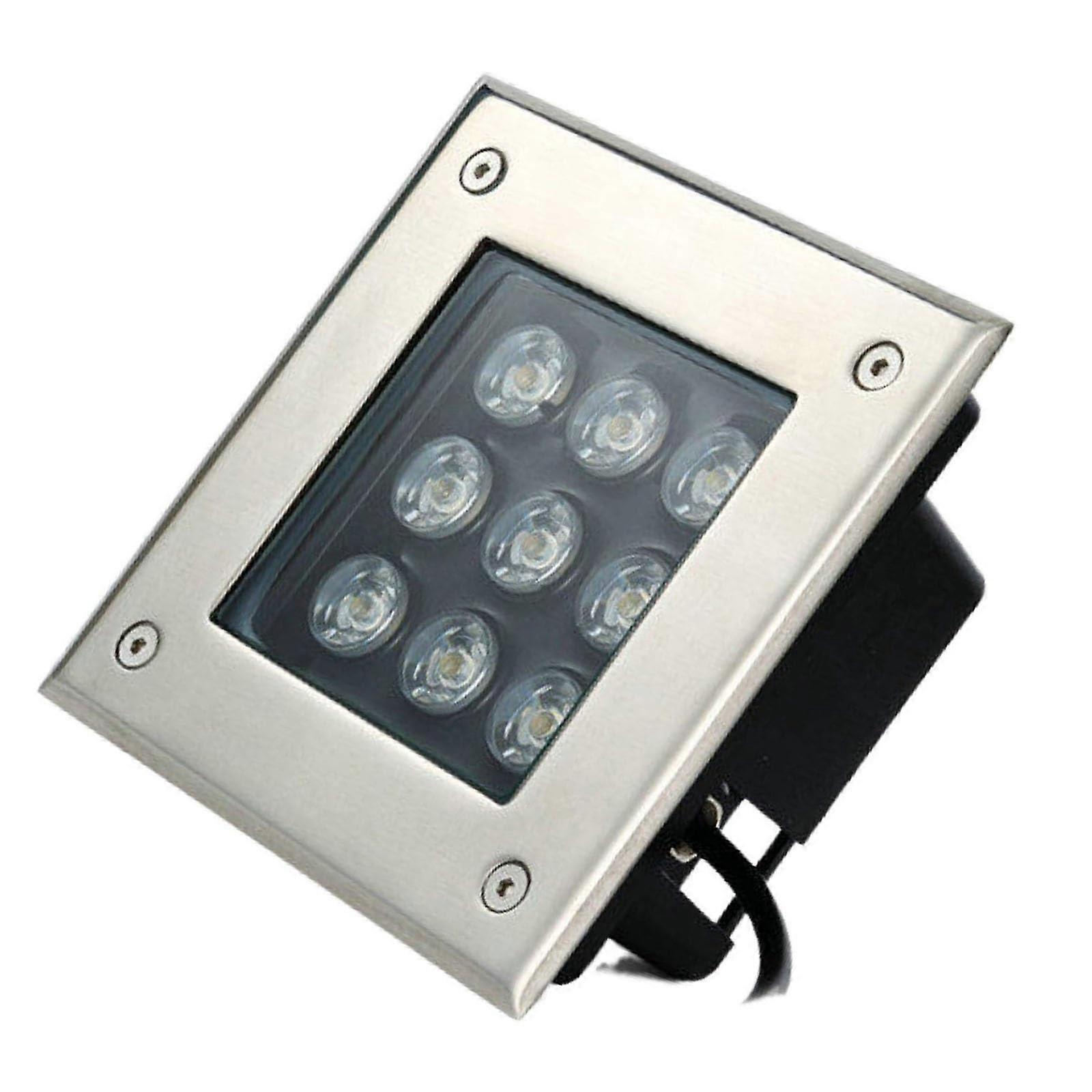LED Underground Light IP67 Waterproof Square Recessed Pathway Spotlight AC85110V Cold White 9W