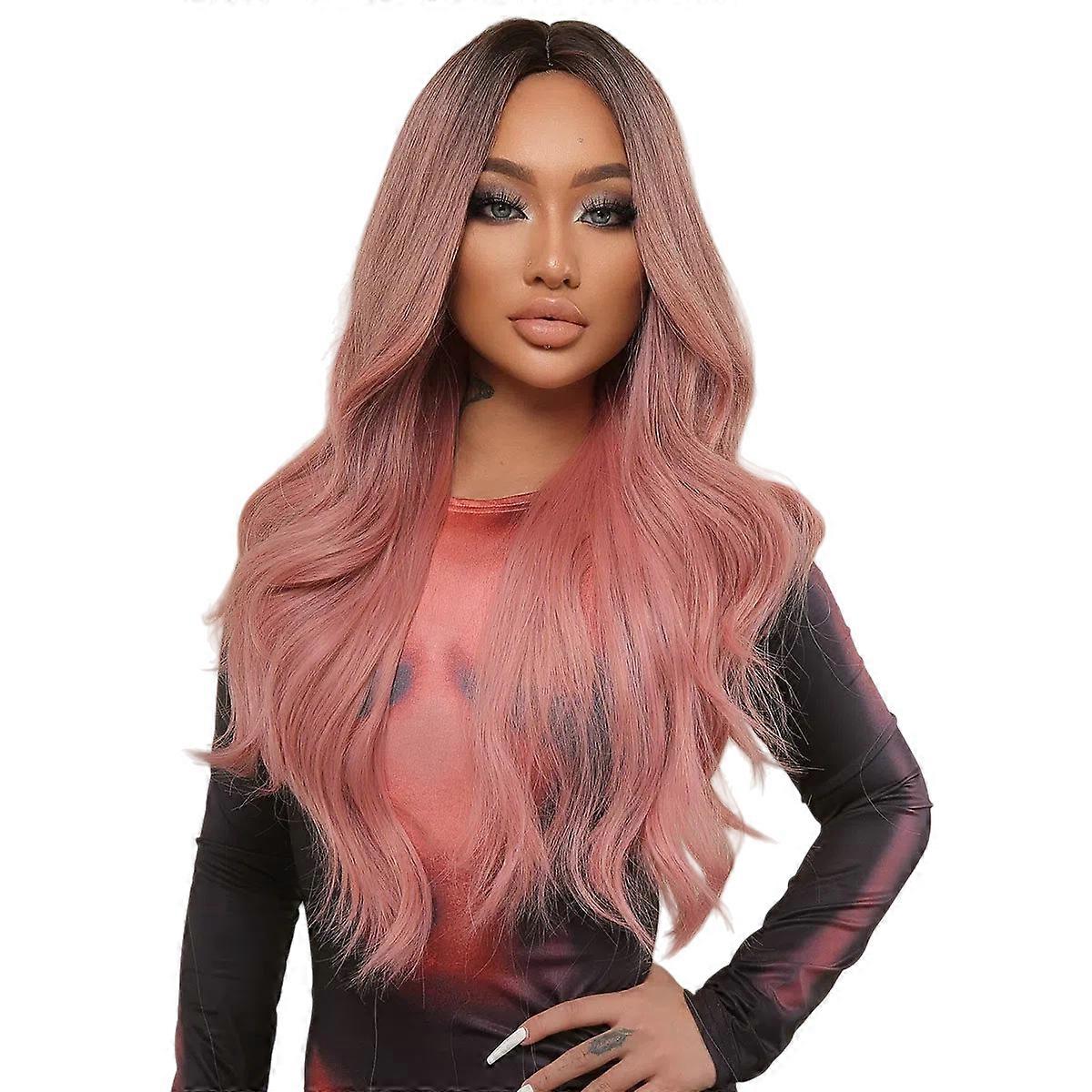 Pink Wavy Heat-Resistant Synthetic Wig for Women – Natural Look, Easy Maintenance, For Everyday Use