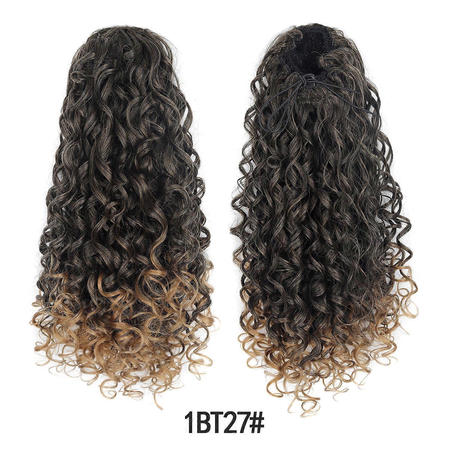 wig with small curls, gradient drawstring wavy ponytail, African-style elastic short curls, and fluffy hair tie.
