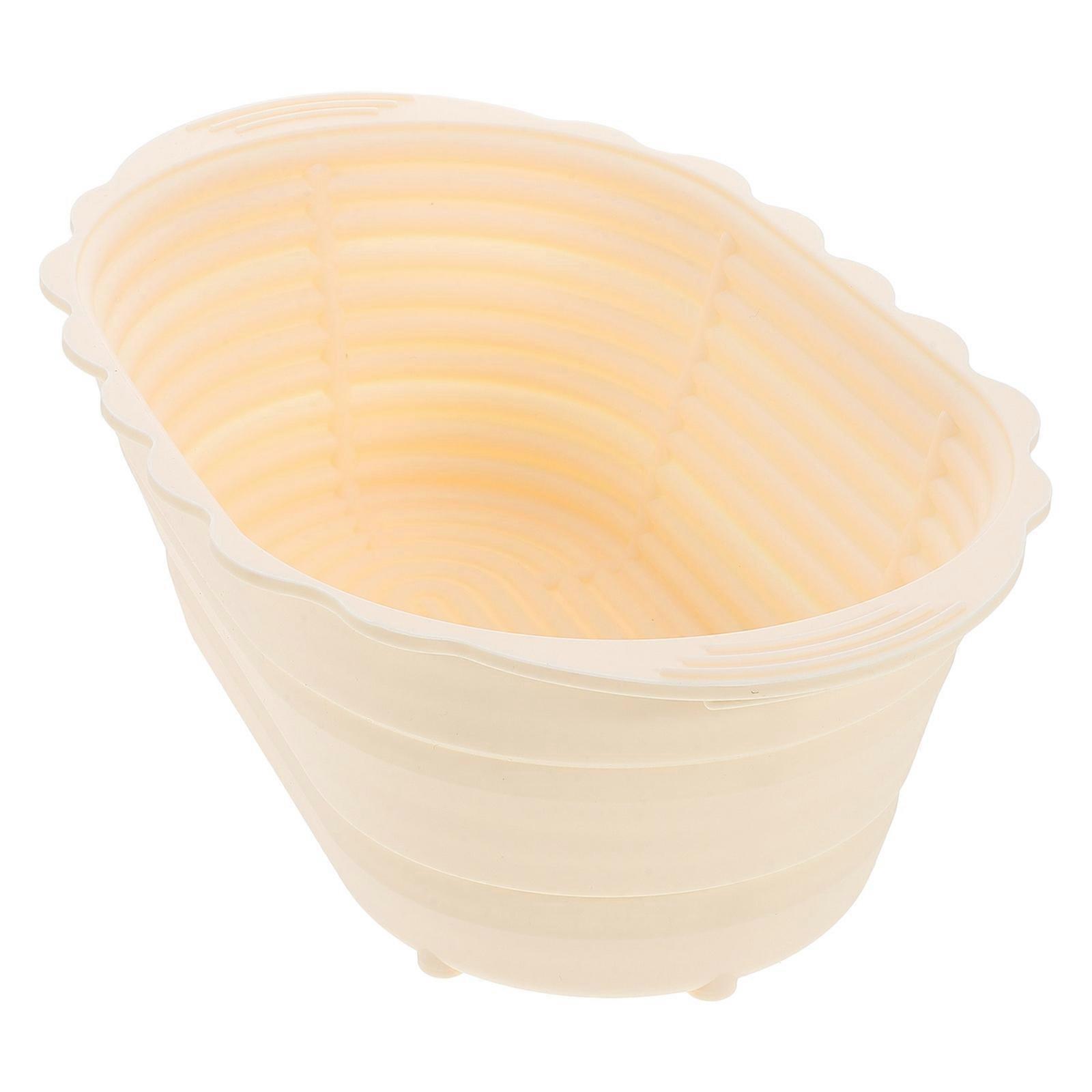 Foldable Silicone Bread Proofing Basket for Baking Beige Oval