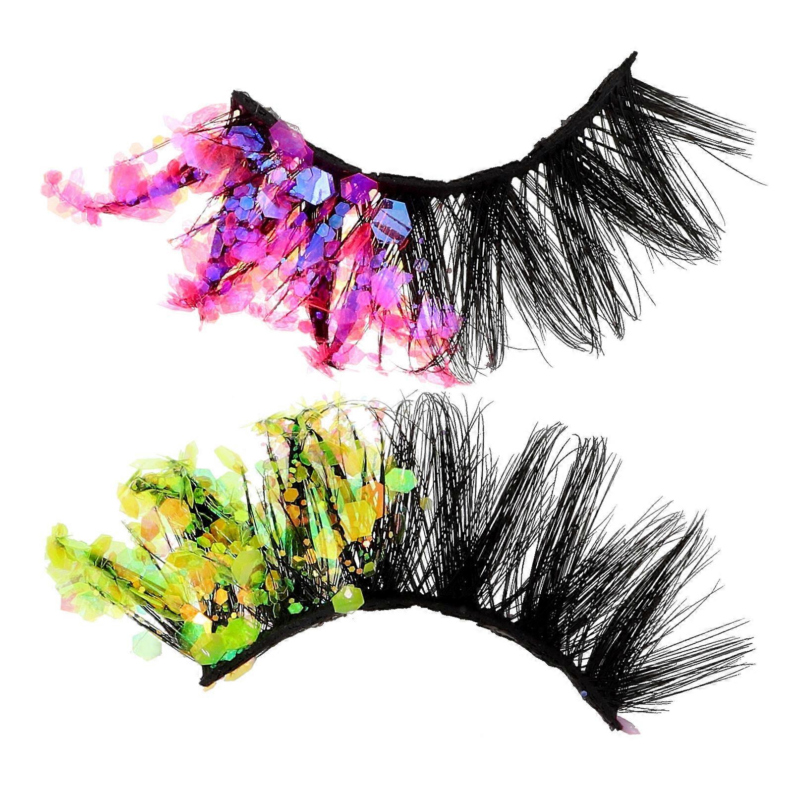 Fake Eyelashes Sequins Lashes for Party 1Pair Glow Changing Design