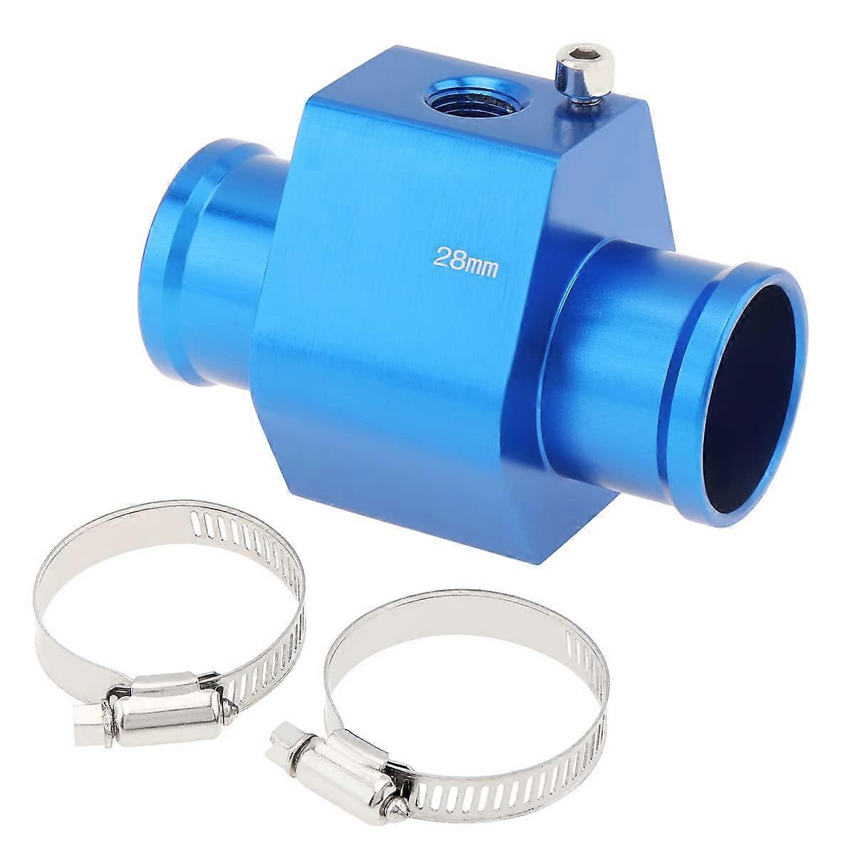 28mm Aluminum Water Temp Sensor Adapter for Car Radiator Hose Gauge with Clamps