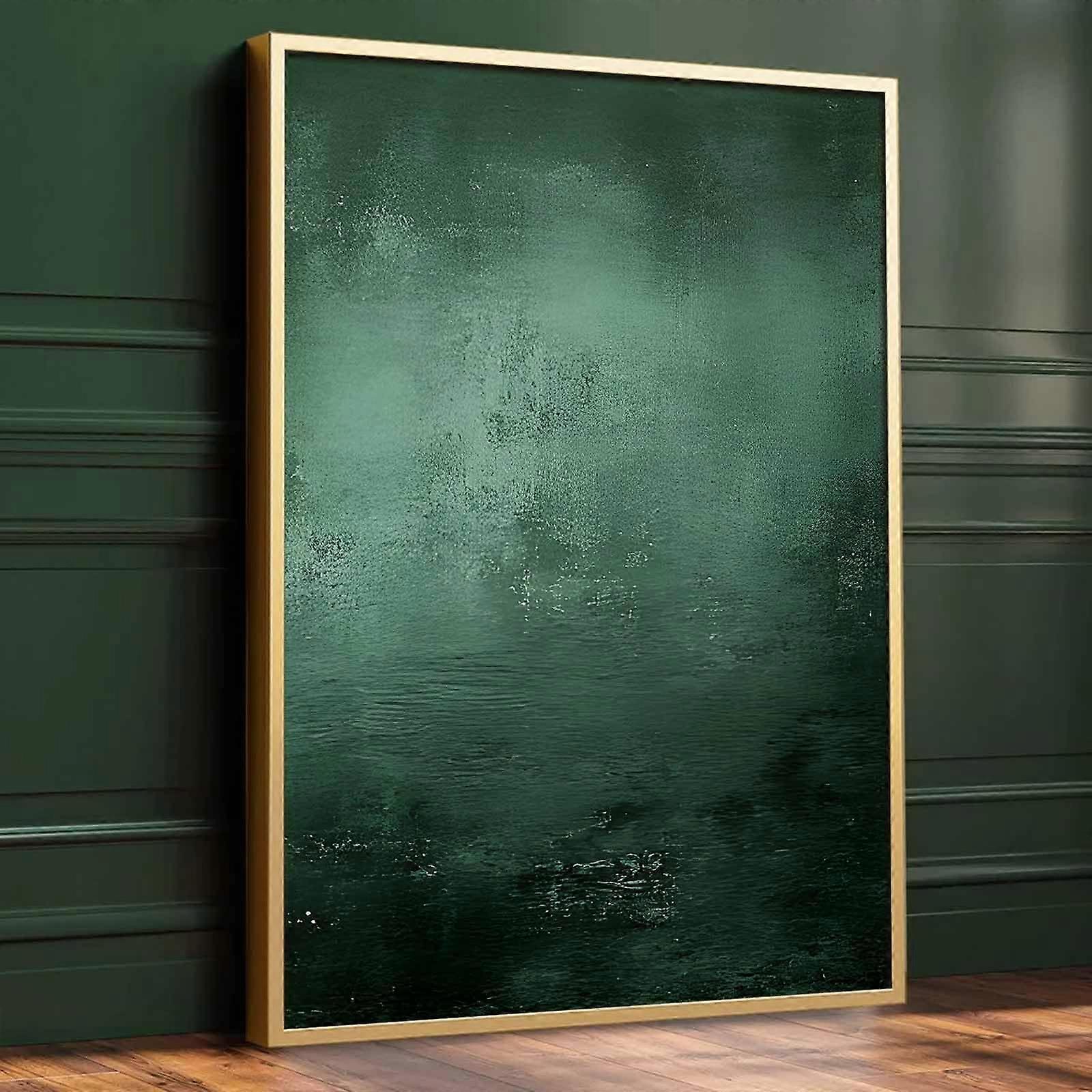 Green Abstract Canvas Wall Art 16x24 Modern Minimalist Emerald Nordic Decor No Frame