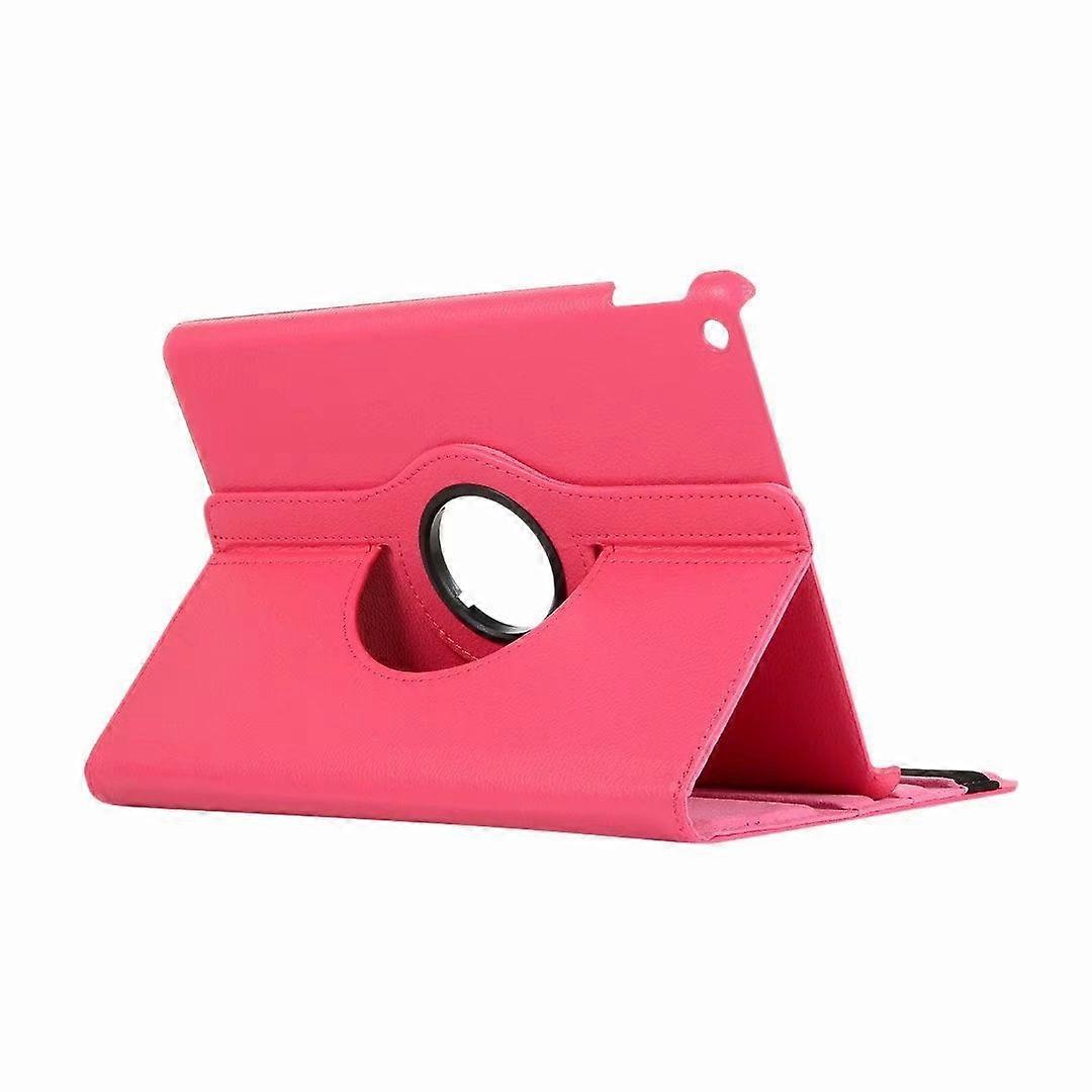 Case For Ipad 10.2-inch 7/8/9 Rose Red Lychee Pattern 360 Degree Rotatable