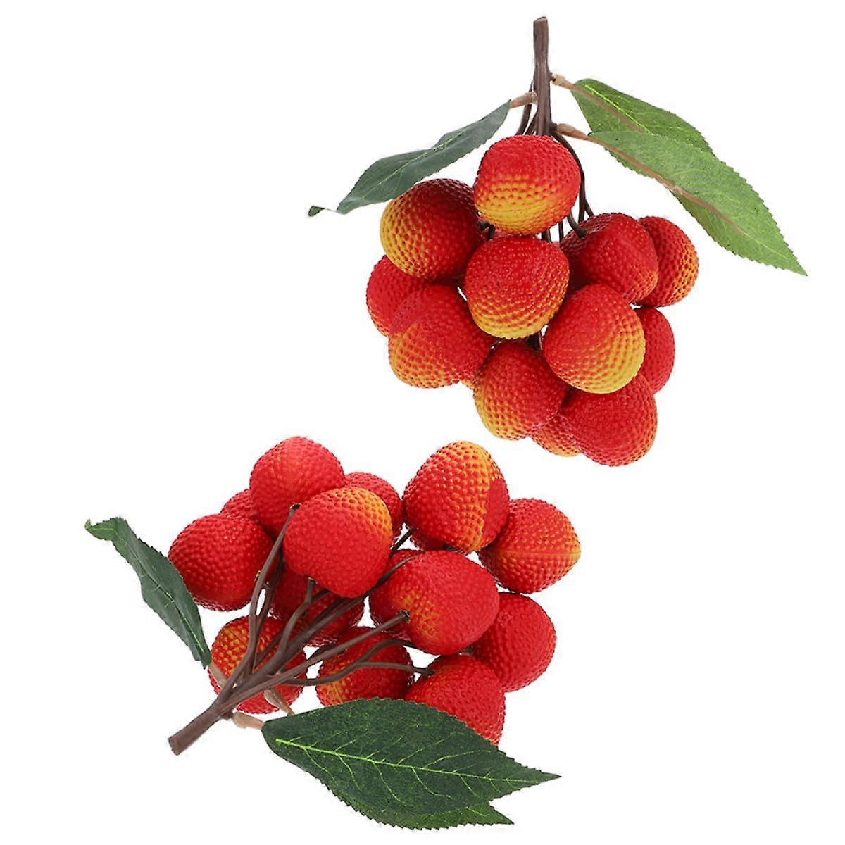 Artificial Lychee Fruit Set 15 Heads Realistic Texture Faux Fruit Kitchen Decor Party Display Props