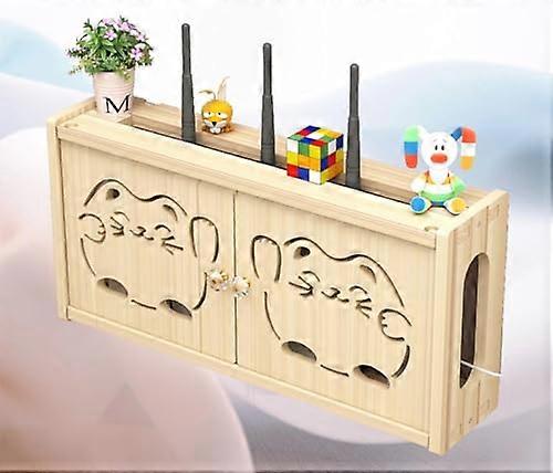 Wall Mounted WiFi Router Shelf with Ventilated Storage Box for Cable Management, B48x24cm