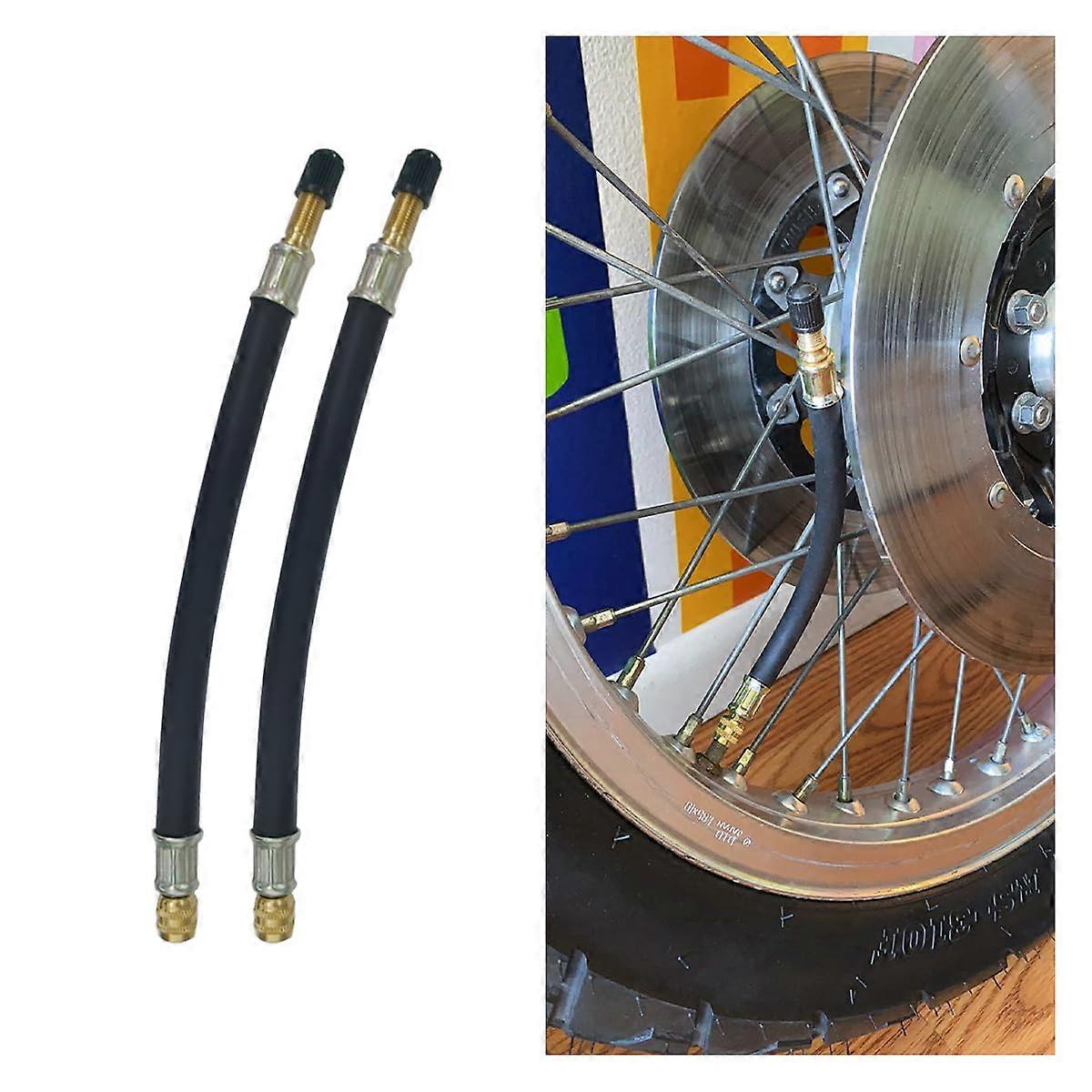 Tire Valve Stem Extender 2 Pack, Flexible Long Rubber Schrader Extension for Easy Valve Access on Motorcycles, RVs and Bicycles