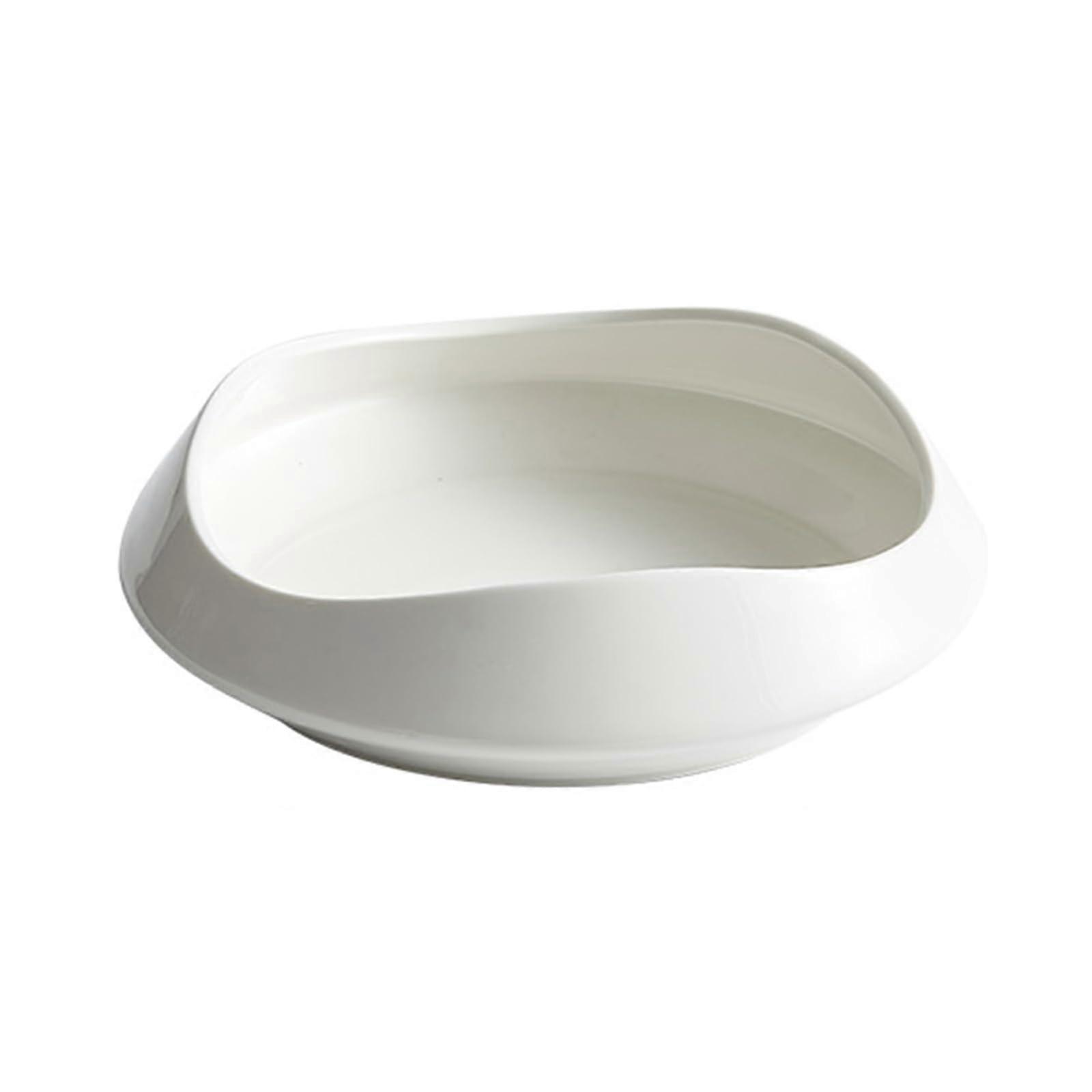 Ceramic Dinner Plates with SpecialShaped Modern Design, White Square Sided Dinnerware 21x21x4.5CM
