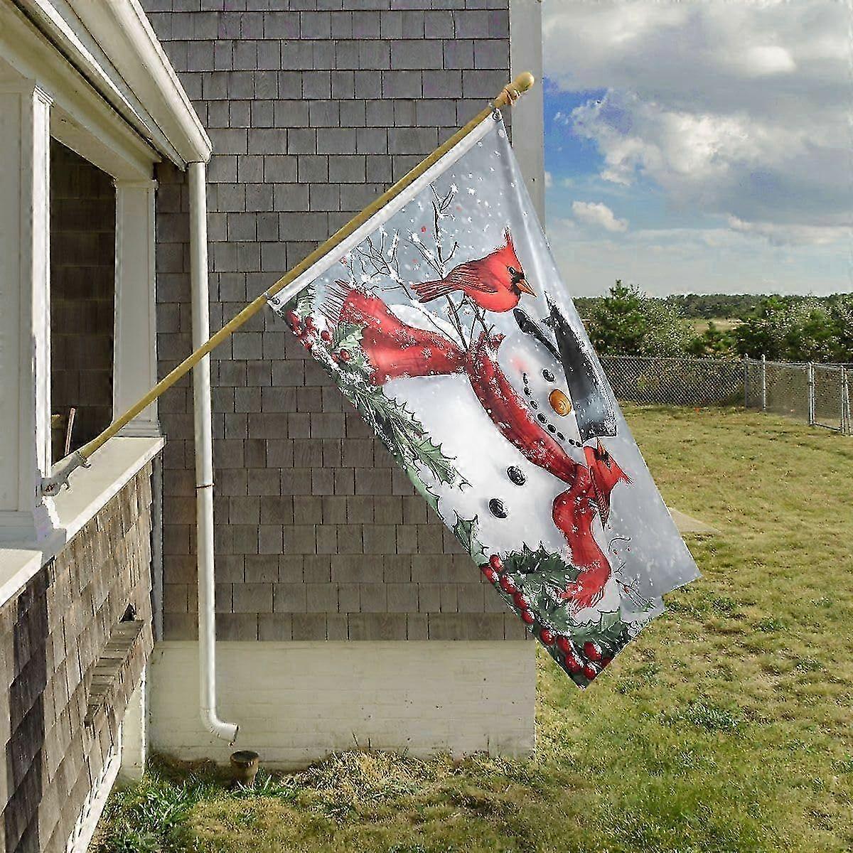 Christmas Snowman Cardinal Flag Rq 0734