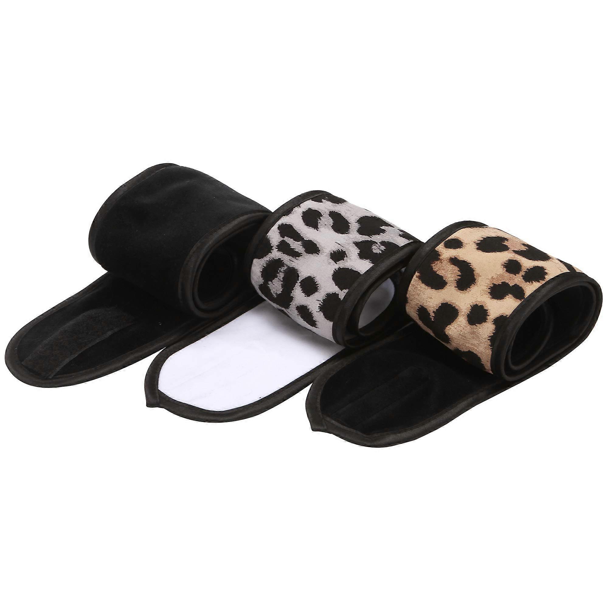 Spa Headband Set with Adjustable Magic Fastener, Soft Microfiber Comfort, Leopard Print Hair Wrap