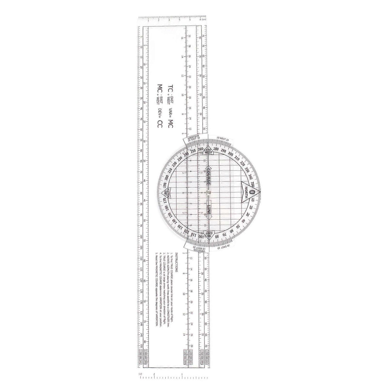 Plastic Ruler Calculation Measuring Tool for Navigation Drawing in Flight and Marine Contexts Training Precise Scale Multicolor