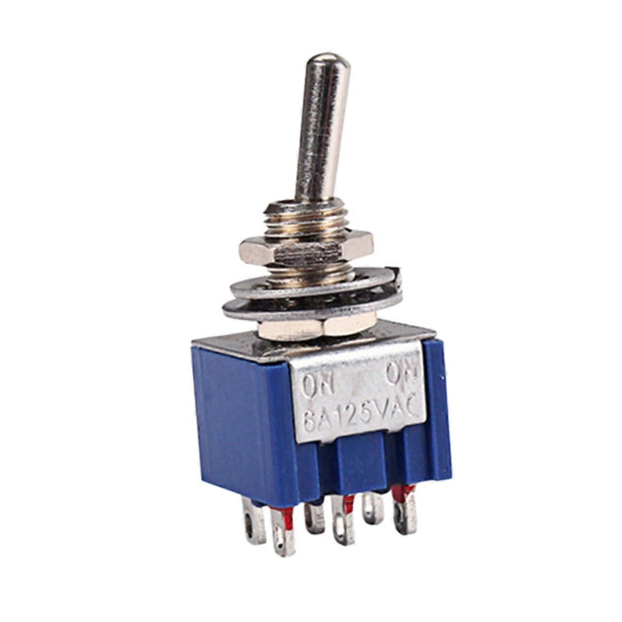 SPDT Toggle Switch Blue Latching 6A Durable Metal for Electric Guitar and Light Motor Control