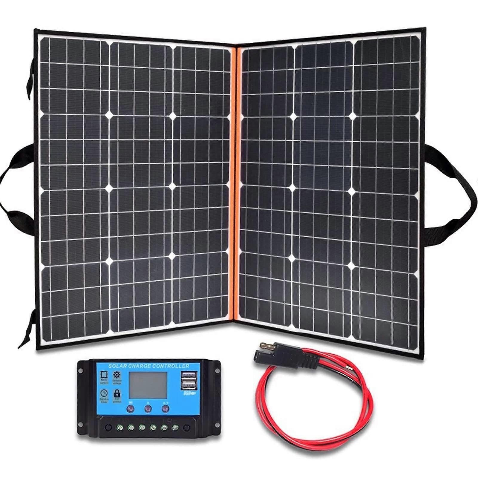 200W Portable Foldable Solar Panel with 50A Controller,  Conversion Monocrystalline Charger for Camping and Outdoor Use
