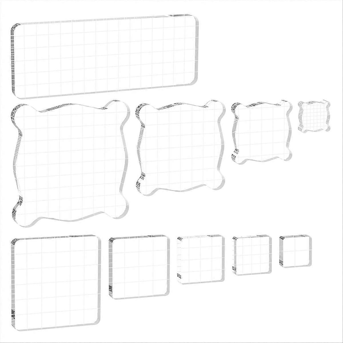 10PCS Acrylic Stamp Block,Versatile Assorted Size Stamp Blocks,